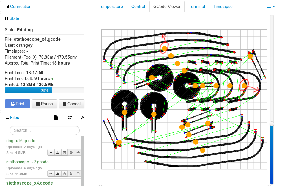 Octoprint status page